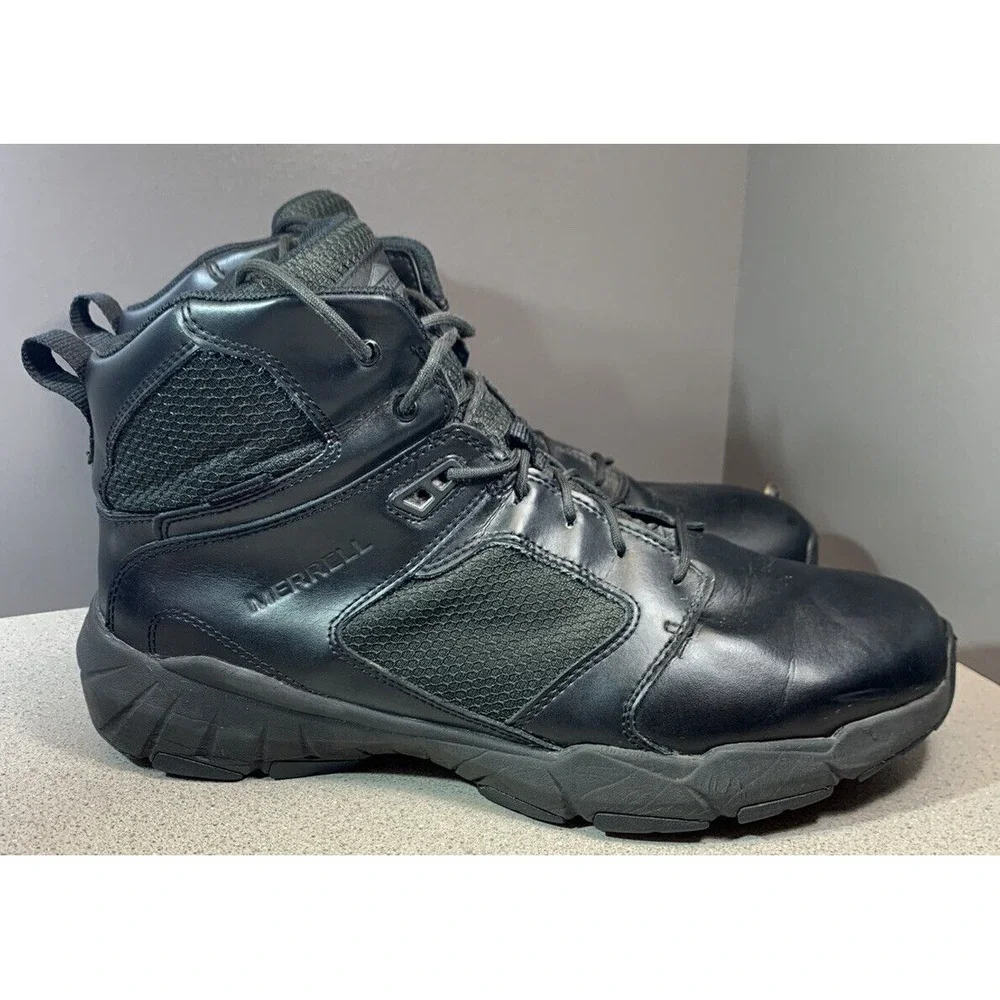 Merrell Men's Fullbench Mid Waterproof Black Tactical Hiking Boots J099439 Sz 12